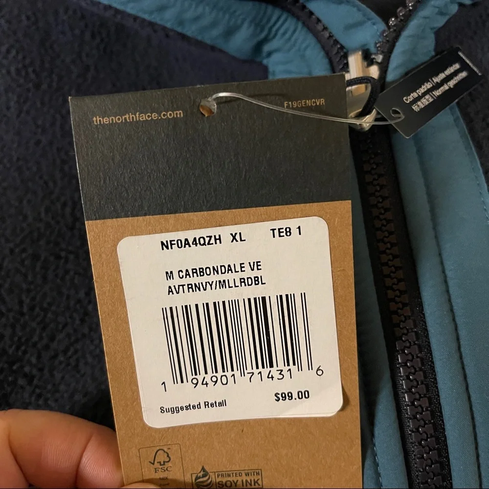 The North Face blue Carbondale fleece vest